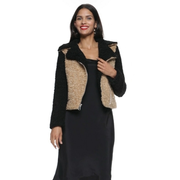 1 DAY SALE NEW Nine West MOTO Teddy/Sherpa Jacket - Picture 2 of 12